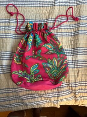 Vibrant Pink Drawstring Bag by mixed bag, EUC